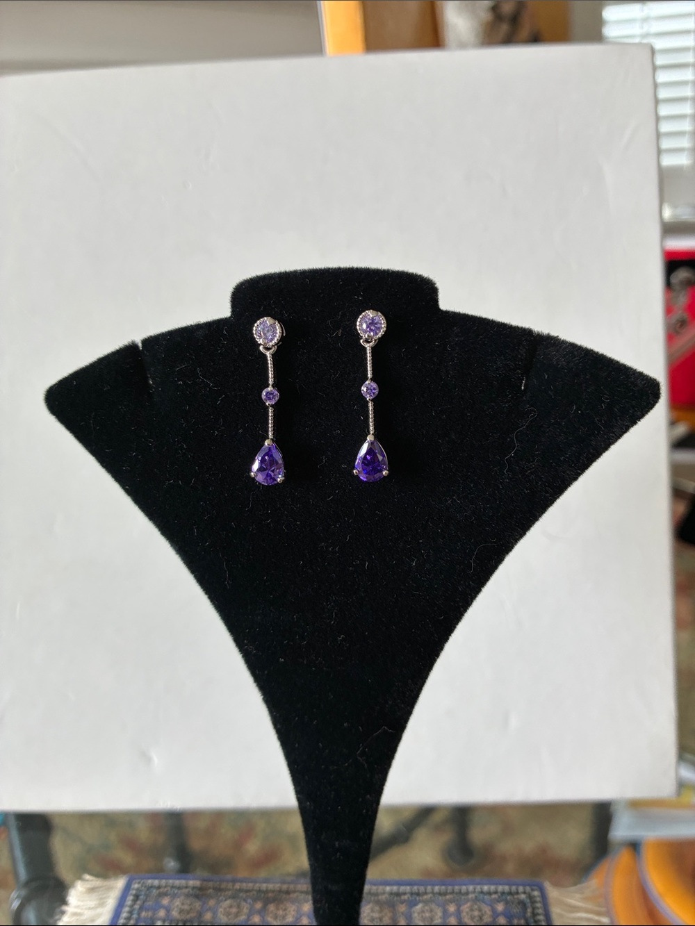 Elegant Purple Drop Dangle Earrings